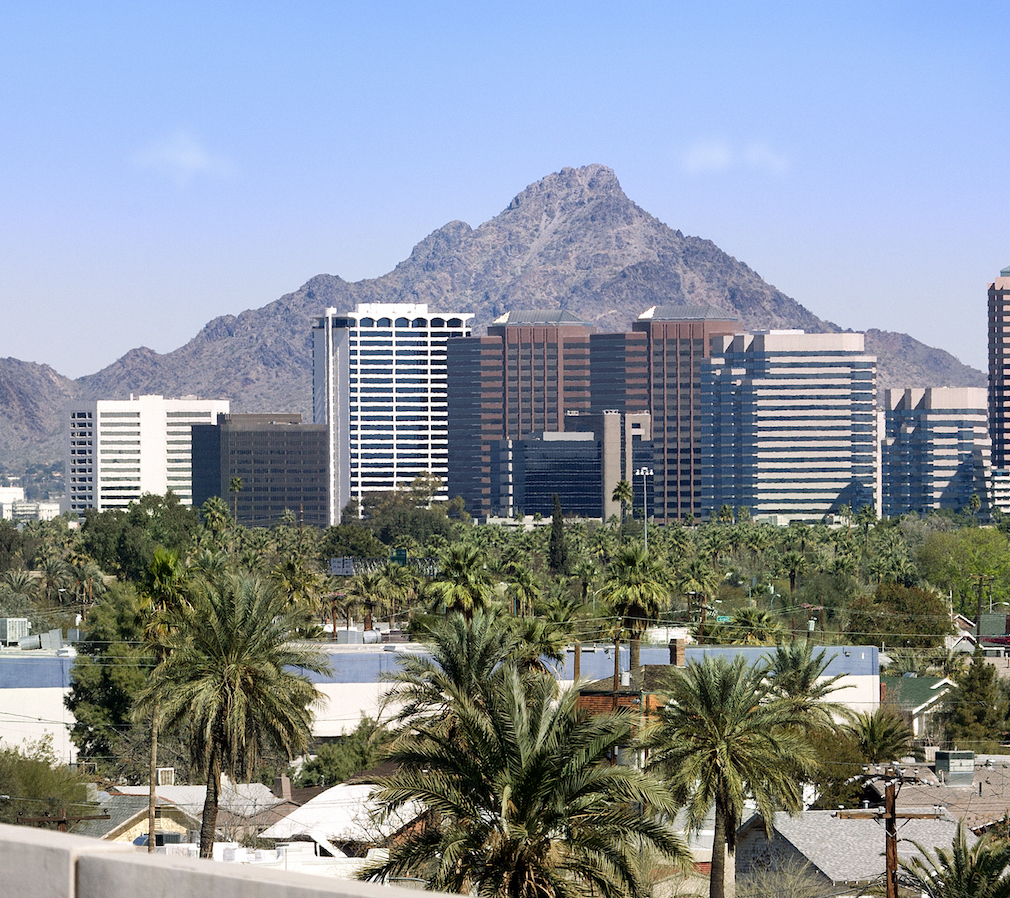 Downtown Scottsdale and suburbs of Phoenix